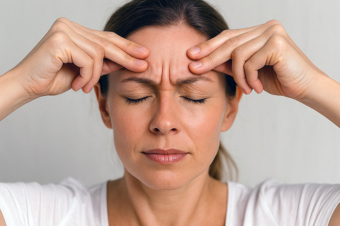 massage and facial exercises to reduce frown lines