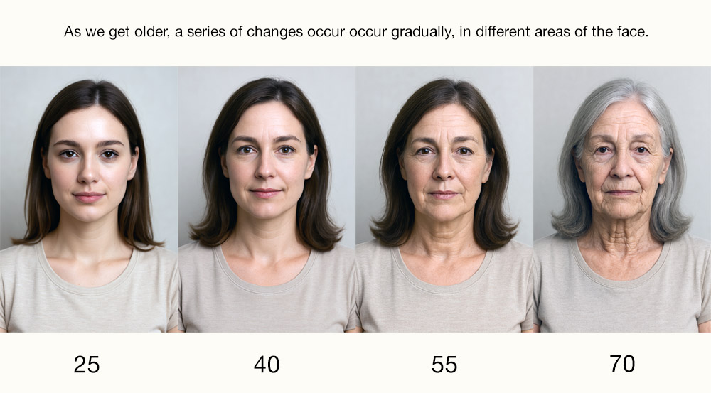 As we get older, a series of changes occur gradually, in different areas of the face